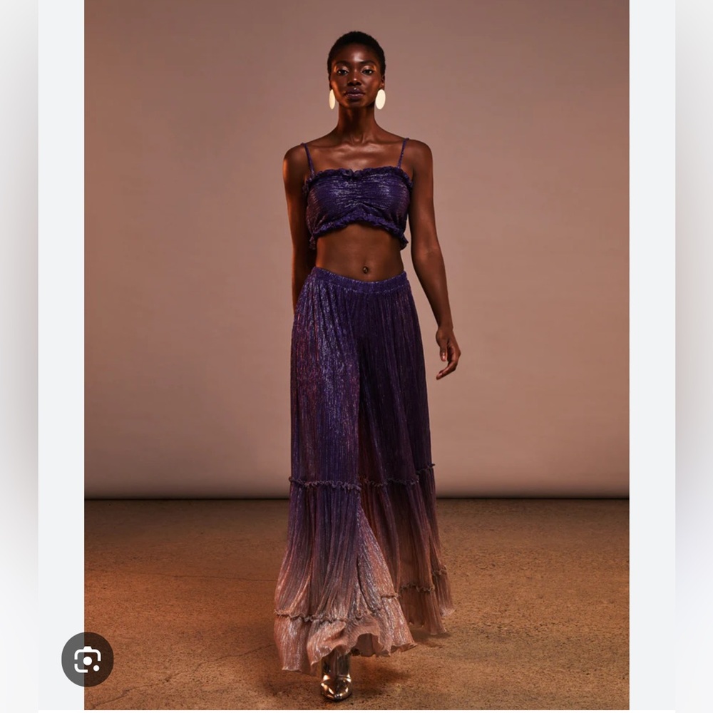 Chio Di Stefania Purple and Cream Ombre Wide-Leg Pants